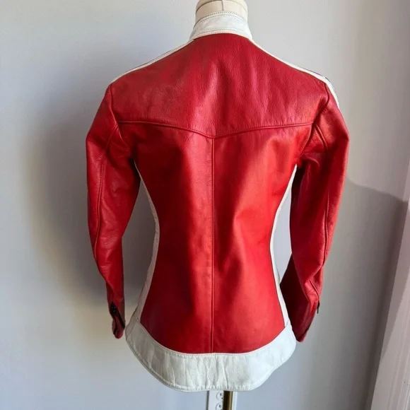 Vintage 70s 80s Swift Leathers Red Moto Racing Jacket Mens S Womens M Authentic - Picture 7 of 16